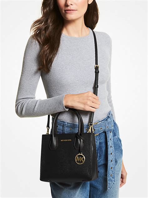 michael kors mercer duffel black|Mercer Medium Pebbled Leather Crossbody Bag.